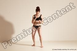 Underwear Martial art Woman White Moving poses Slim medium brown Dynamic poses Academic